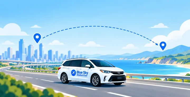One-Way Trip service illustration from the BlueSky Ride app.