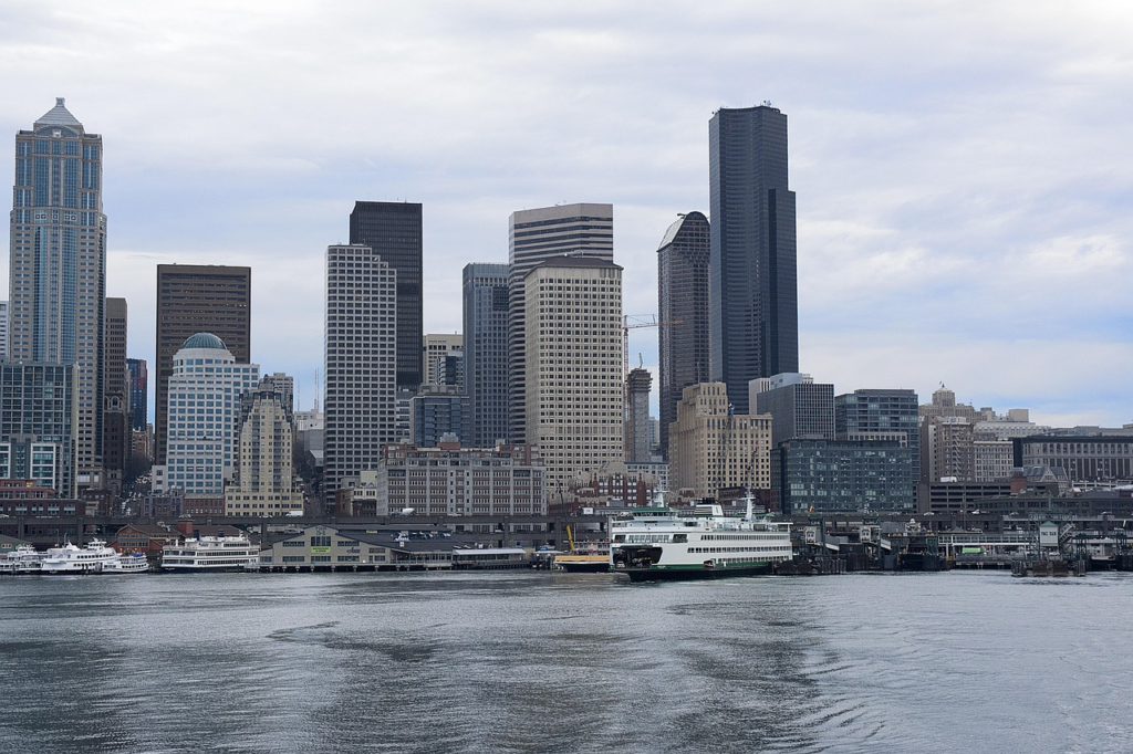 seattle, washington, city, travel, waterfront, cityscape, skyline, bay, downtown, scenic, urban, tourism, tour, elliott bay